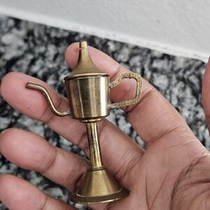 Vintage Dollhouse Miniature Decor Brass Whale Oil Lamp